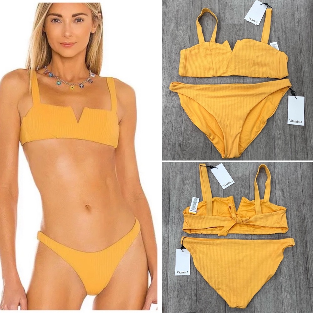 NWT Vitamin A Kaya Bikini Set Iced Mango Eco Ribbed Size 14 DD - Picture 5 of 13